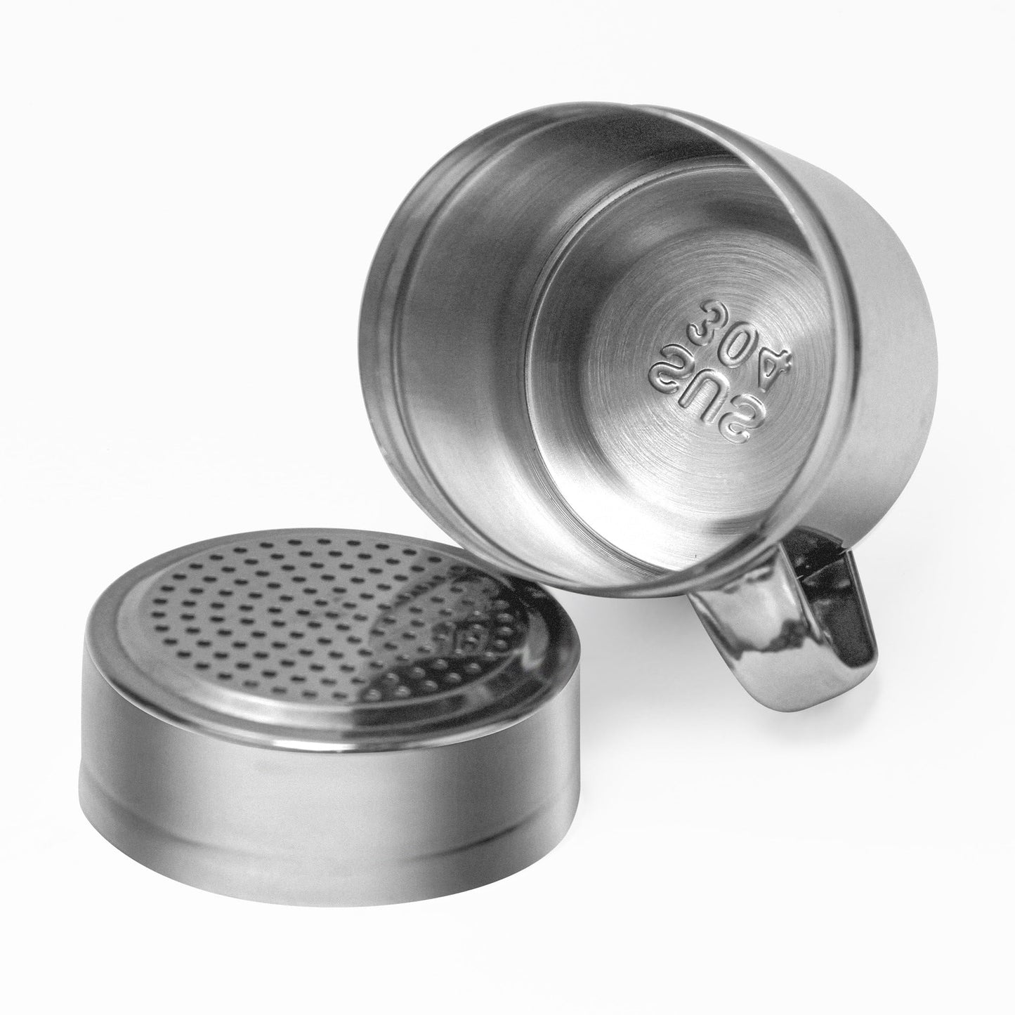 ZERUIDM Stainless Steel Salt and Pepper Shakers Set, 14 OZ Seasoning Spice Shaker with Lid and Handle 127 Holes, Metal Dredge Shaker for Powder Sugar Cooking Kitchen Baking (2 Pieces)