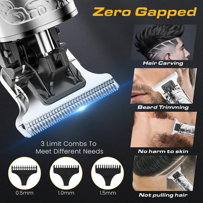 Hair Clippers for Men, Professional Hair Trimmer Barber Cordless Zero Gapped Hair Clippers with LCD Display, Mens Gifts Beard Trimmer T Liners Shavers Edgers Clipper for Hair Cutting - Gold