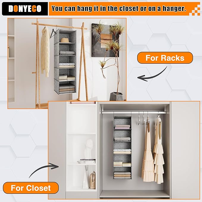 5-Shelf Hanging Storage Closet Organizer, Linen Rv Storage and Organization