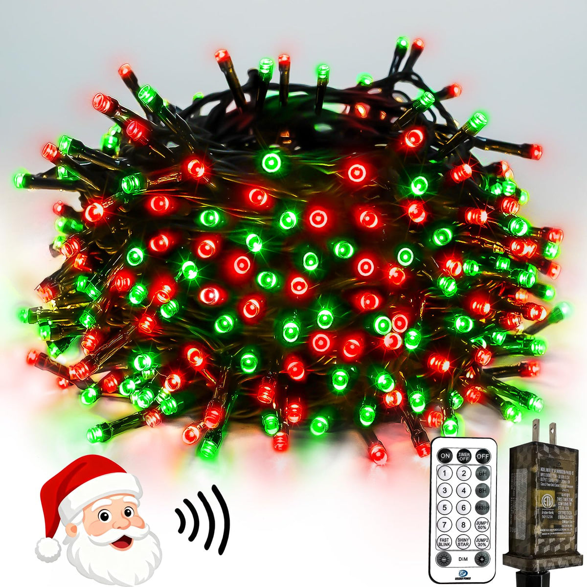 Voice Controlled Christmas Lights with Remote, 99 FT 300 LED String Lights Indoor Outdoor with 12 Modes 3 Timers, Dimmable Twinkle Light Plug in Waterproof for Xmas Tree Party Decor, Red and Green