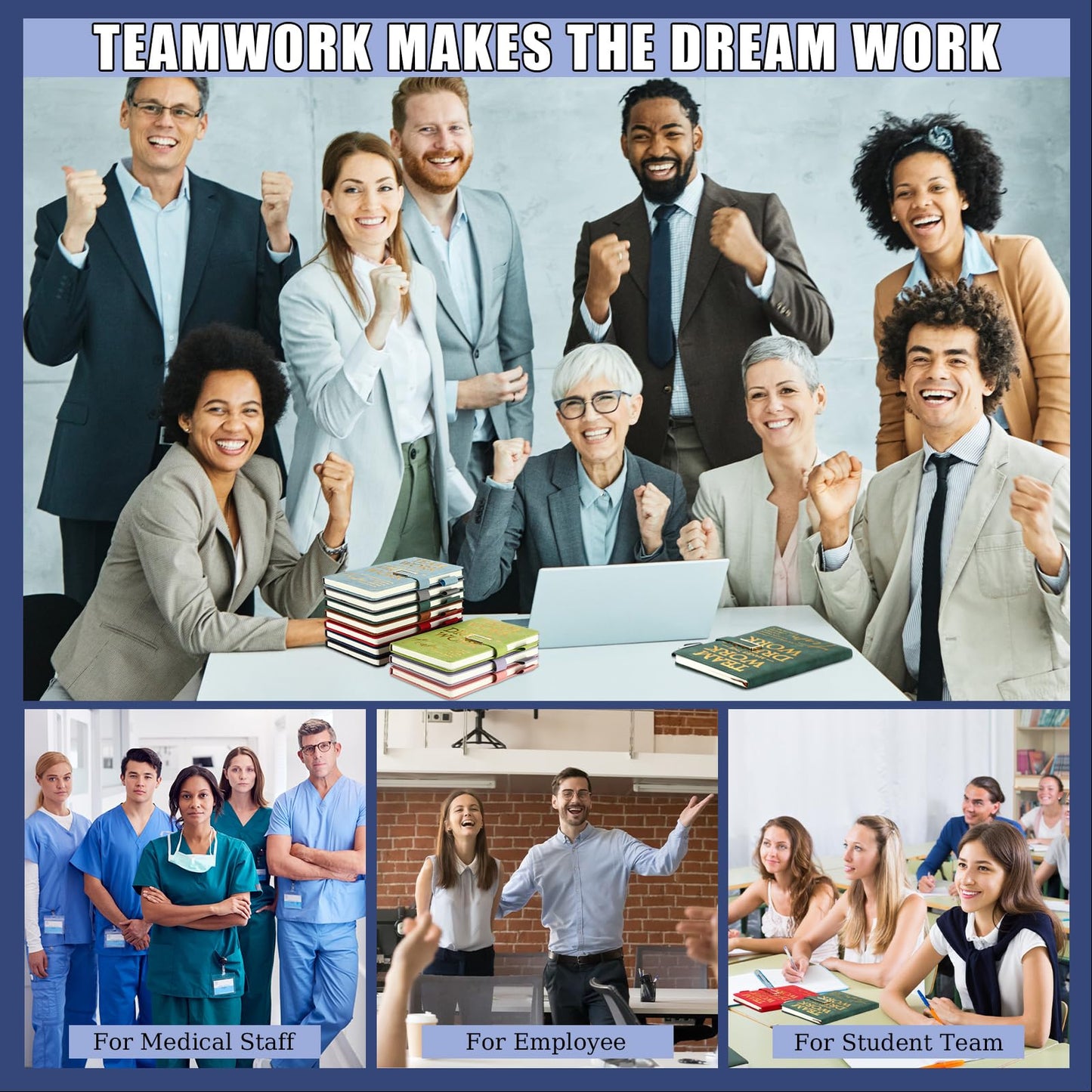 Chuangdi 20 Pcs/10 Sets Team Employee Appreciation Gift Bulk Teacher Nurse Week Gifts A5 Leather Inspirational Notebook and Metal Ballpoint Pen for Social Worker Secretary Coworker Staff(Multicolor)