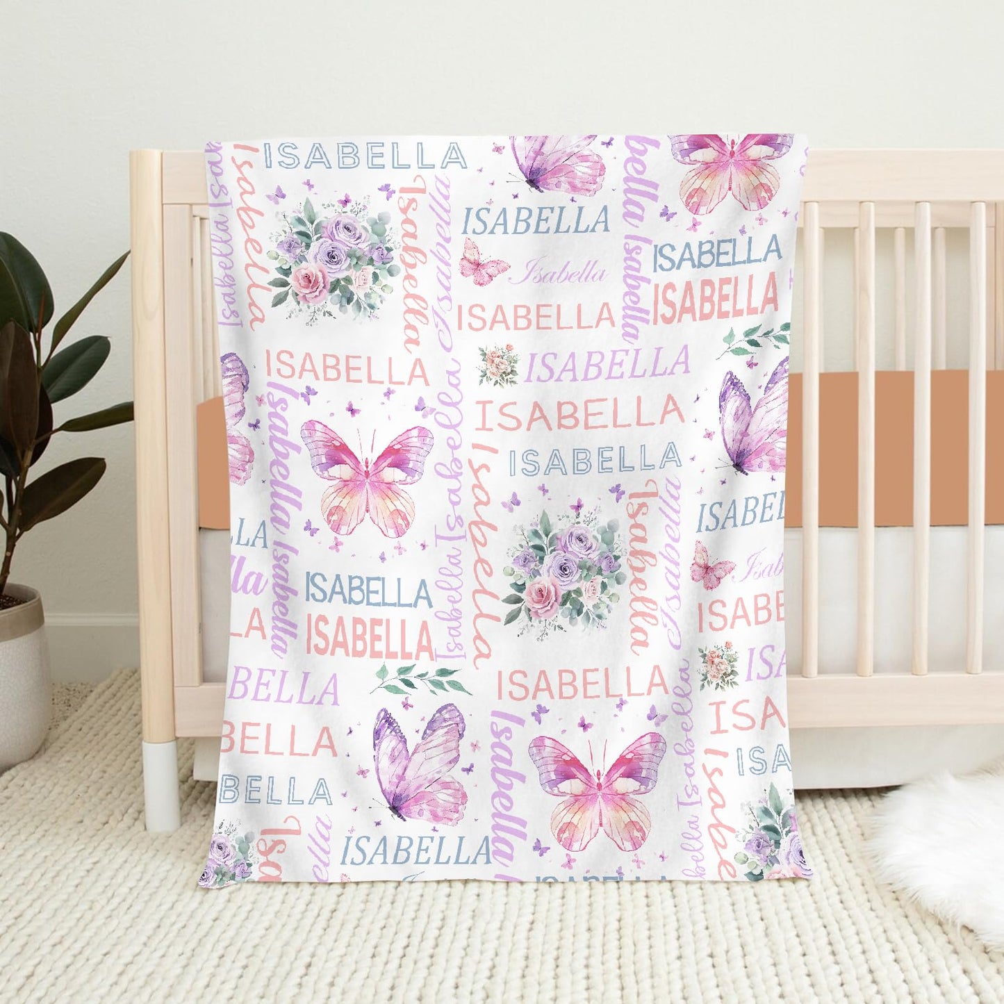 PUREFLY Personalized Baby Blanket- Printed in USA-Custom Baby Blanket with Name for Girls and Boys, Super Soft Plush Fleece, Personalized Baby Gifts