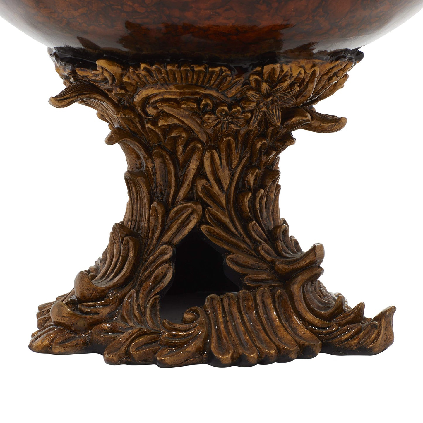 Deco 79 Polystone Leaf Decorative Decorative Bowl Intricately Carved Arabesque Decorative Container, Decorative Keepsake Box 19" x 14" x 11", Gold