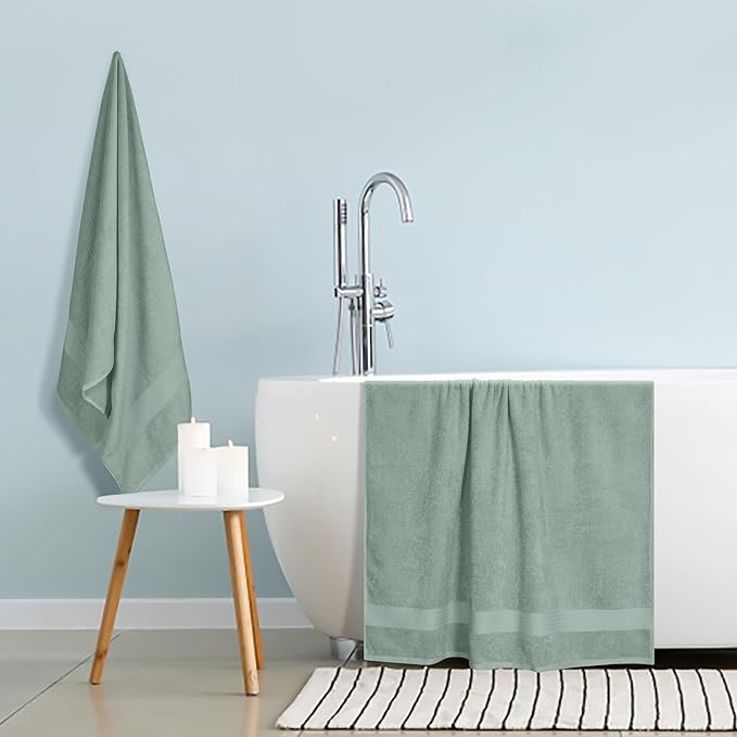 GLAMBURG Premium Cotton Oversized 2 Pack Bath Sheet 35x70-100% Pure Cotton