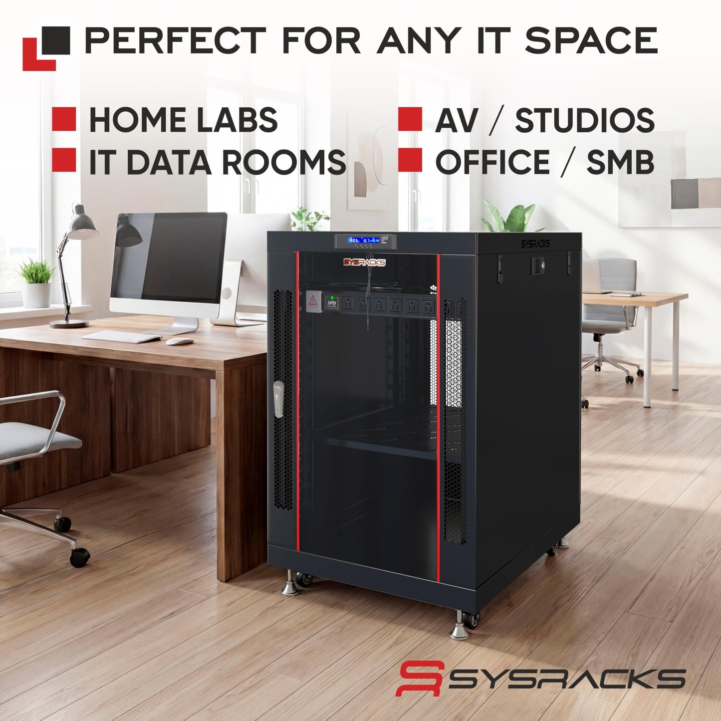 Home Lab Server Rack Cabinet 19" 18U – Premium Series 35" Deep Network Rack Enclosure with Glass Door, Quiet Cooling Fans & Thermostat, PDU, Shelf, Lockable Cabinet for NAS & Home Network