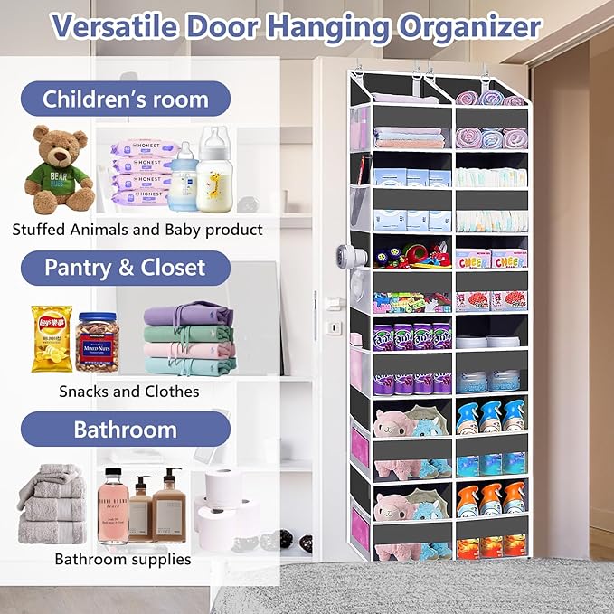 Heavy Duty Over The Door Organizer 6 Tiers, Extra Large Behind Door Storage of