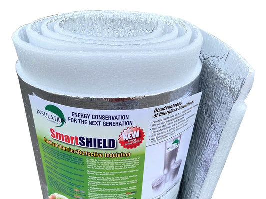 SmartSHIELD -20mm 48" X25ft Reflective Insulation Roll, Foam Core Radiant Barrier, Thermal Foil Insulation Panel - 0.8 Inch Thickness, R-23
