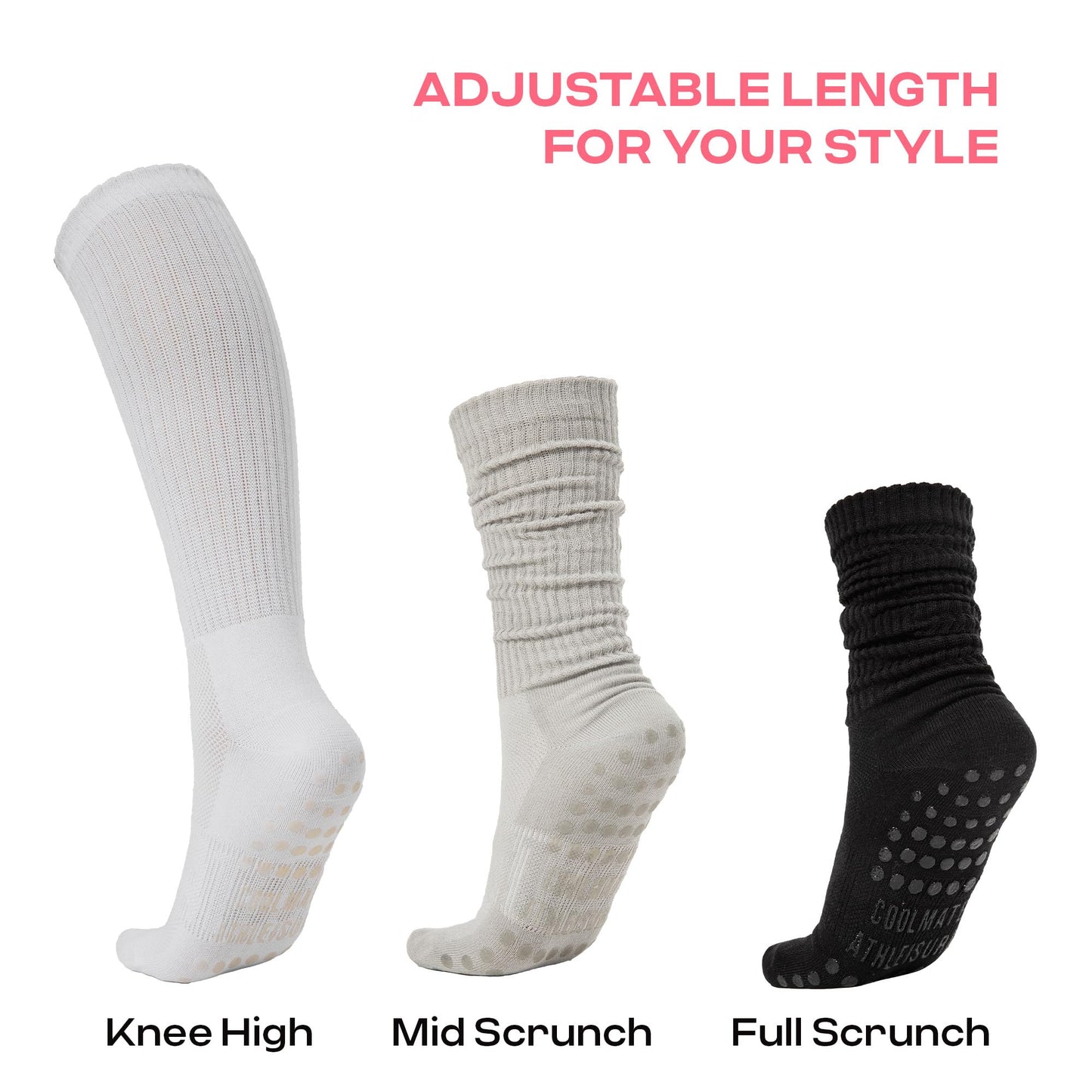 CoolMate Pilates Socks with Grips for Women, Yoga Socks, Crew Non Slip Women for Workout, Barre, Pilates Gifts