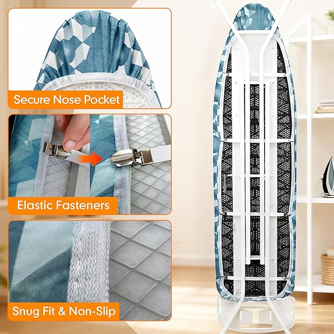 Ironing Board Cover and Pad, 18x49 Extra Wide Thick Iron Padding, Scorch &