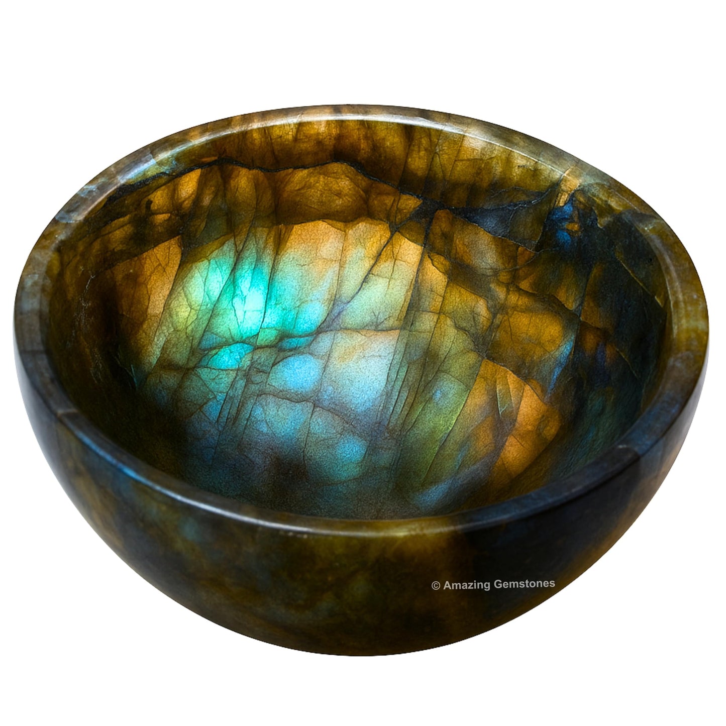 Labradorite Crystal Bowl - 2 Inch Decorative Bowls for Room and Home Decor - Gemstone Healing Crystals for Elegant Display, Positive Energy Balance and Gift