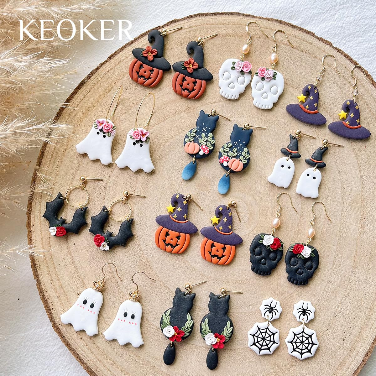Keoker Halloween Clay Cutters, Clay Cutters for Halloween Earrings Making, 10 Shapes Halloween Clay Earrings Cutters, Halloween Polymer Clay Cutters (Earrings Clay Cutters 1)