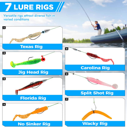PLUSINNO Fishing Lures, 137Pcs Tackle Box with Tackle Included, Crankbaits, Spoon, Hooks, Weights & Other Accessories, Fishing Bait Lure Gear Kit Gift for Men Bass Freshwater