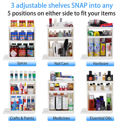 Dutiplus Medicine Organizer 3-Tier Shelves Cabinet Storage Rack Organizer for Holding Vitamins, Supplements, Cosmetics 10.82" H x 5.82" W x 10.43" D (Creamy White)