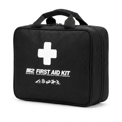 M2 BASICS 300 Piece First Aid Kit, 40 Items, Compact Emergency Medical Kit with Durable Carry Bag for Home, Car, Travel, Office, Camping
