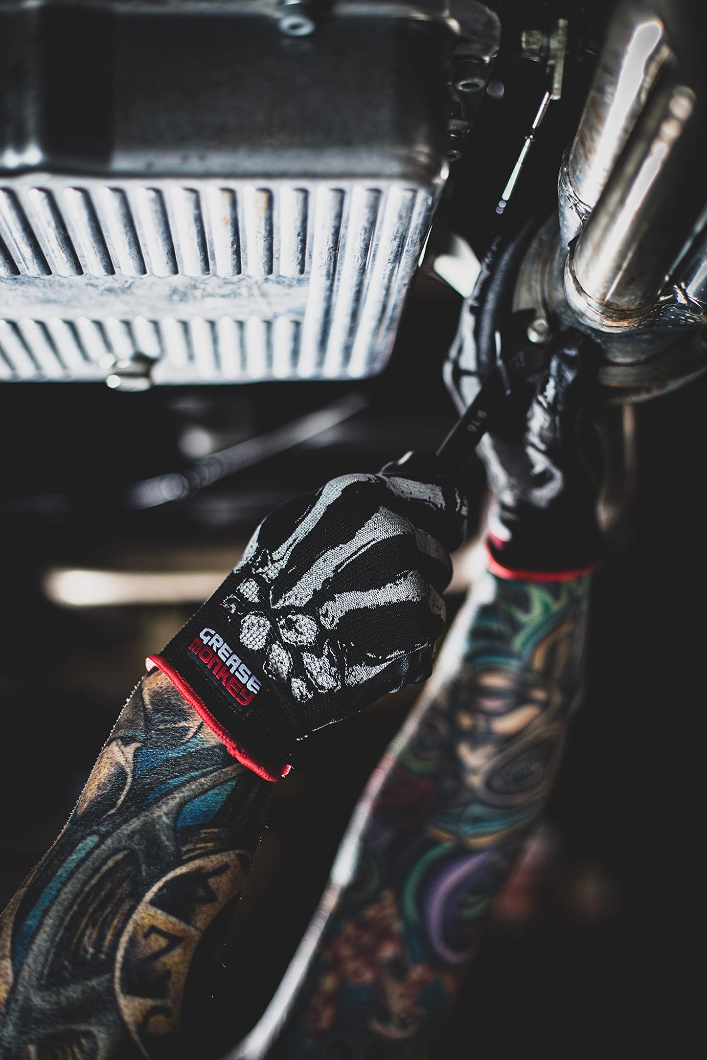 Grease Monkey Bone Series Foam Nitrile Mechanic Gloves with Grip, Work Gloves and All Purpose Gloves, Bones, Medium