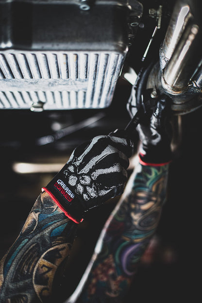 Grease Monkey Bone Series Foam Nitrile Mechanic Gloves with Grip, Work Gloves and All Purpose Gloves, Bones, Medium