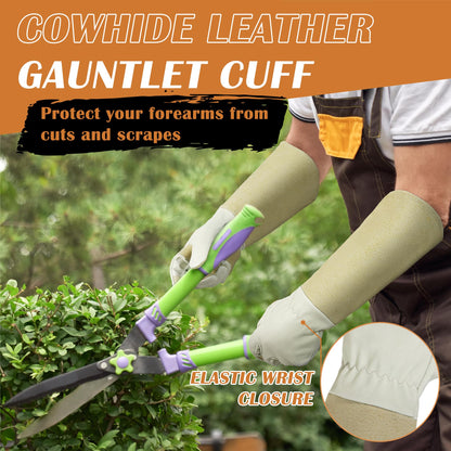 HANDLANDY Long Gardening Gloves for Men and Women, Pigskin Leather Rose Pruning Gloves- Breathable & Durability, with Thorn Proof Gauntlet