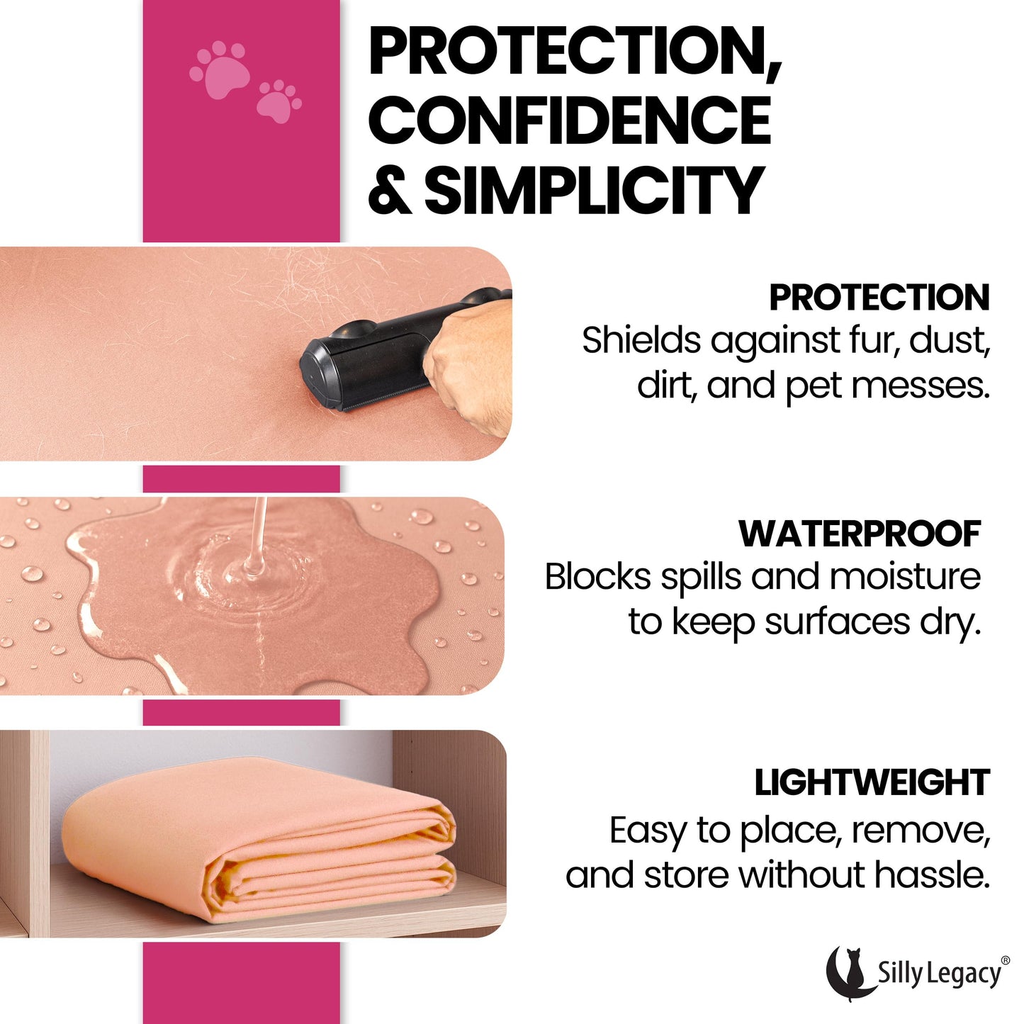 SILLY LEGACY Thin Reversible Waterproof Protective Cover or Liner for Bed or Couch (Queen Size, 96 x 82 inch), for Dogs and Cats, Babies; Incontinence, Dirt, Drool