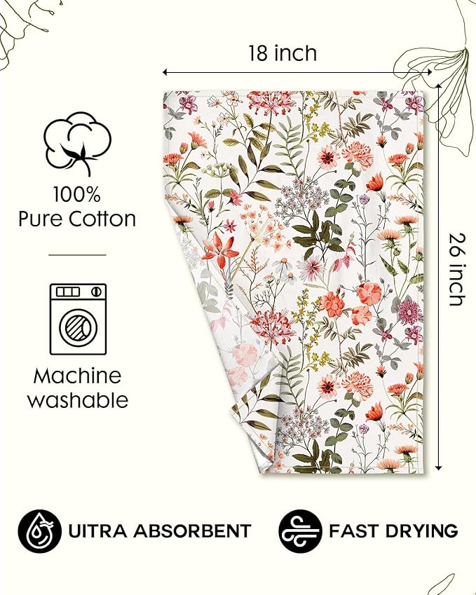 Flour Sack Kitchen Towels Set of 2-18x26 Cotton Dish Towels