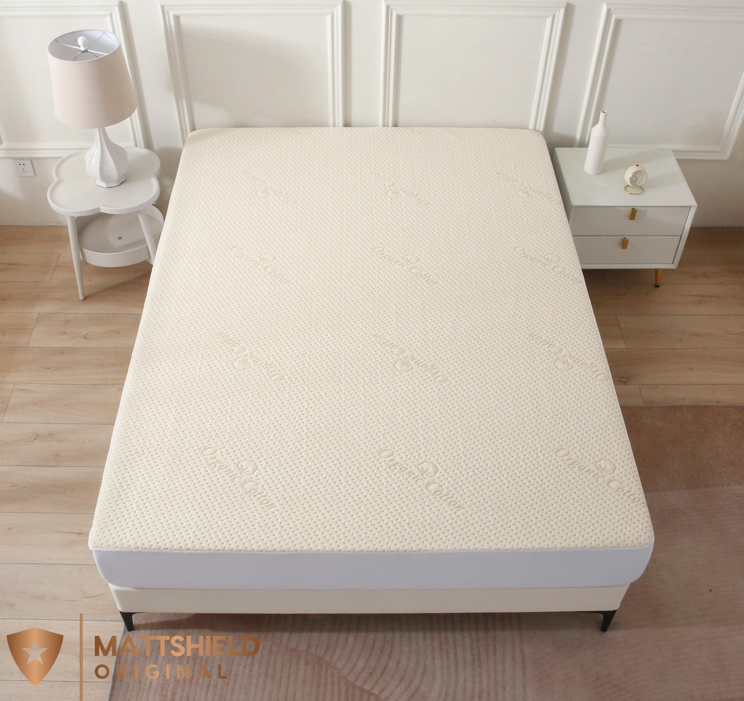 Luxury Waterproof Organic Mattress Protector King Size - Organic Cotton Breathable Mattress Pad Cover - Premium 380GSM 3D Air Fabric - Deep Pocket - Jersey Cotton Skirt - Fitted Design
