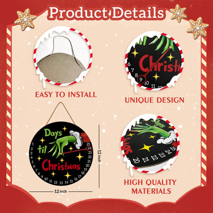 Christmas Decorations Welcome Sign Christmas Countdown Advent Calendar Wooden Decorative Reusable Countdown Calendar for Xmas Winter Home Wall Indoor Outdoor Decor 12 Inch
