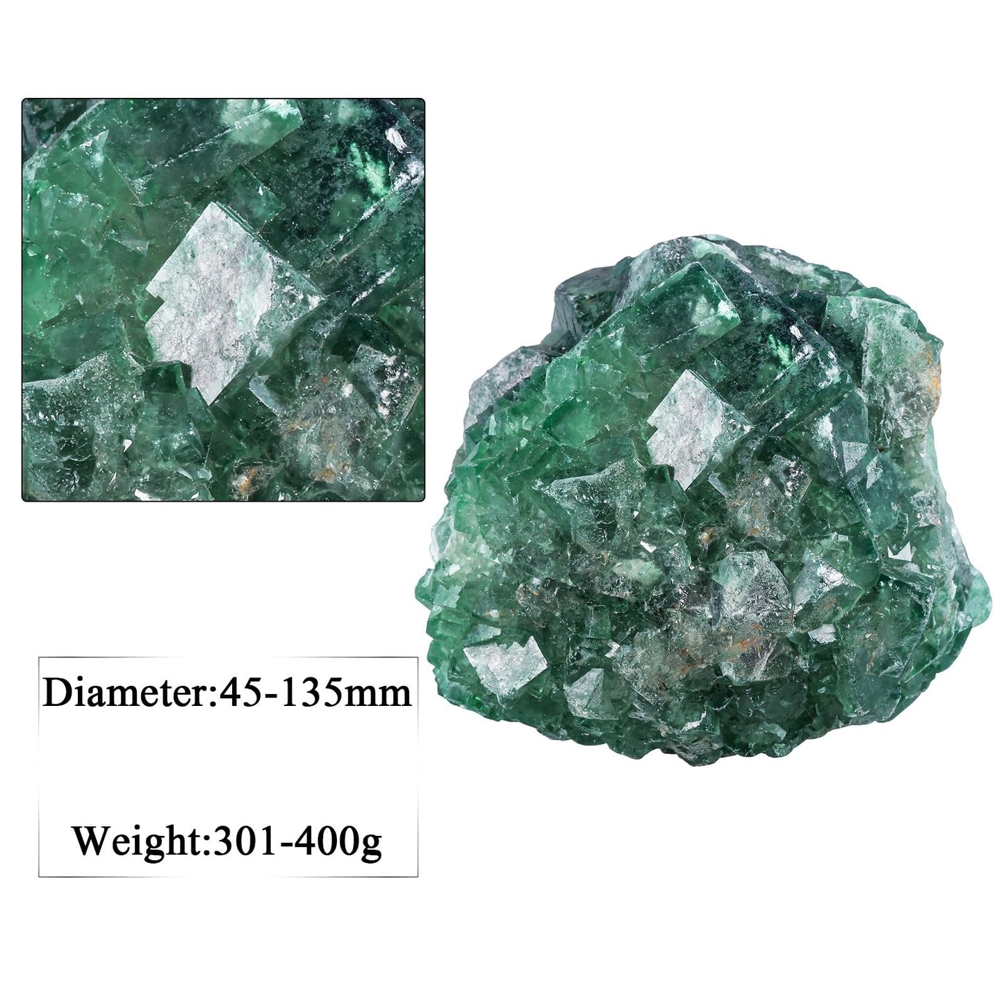 moonsix Natural Green Fluorite Rough Stone Healing Crystal Cluster Specimen Decor for Wicca, Collection, Display (45-135 mm)