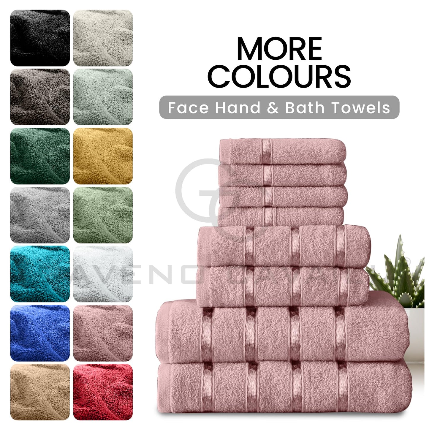 GC GAVENO CAVAILIA 8 Piece Towel Bale Set, Quick Dry Highly Absorbent Cotton Towel Sets Bathroom, Blush Pink Towels Sets 450 GSM, 4x Face Towel 2x Hand Towels 2x Bath Towels