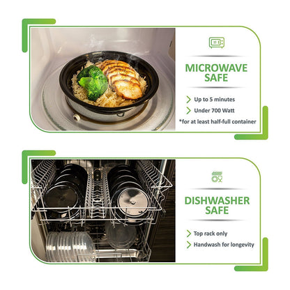 Prep Naturals Meal Prep Containers - Dishwasher-Safe Plastic Bowls with Lids - Freezer & Microwave-Safe Food Storage Containers with Lids - Portion-Control Meal Prep Bowls - 30 Pack, 24 Oz, Black