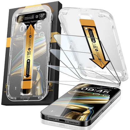 MRGLAS 4-Pack TOP 9H+ Glass for iPhone 16 Pro Screen Protector [Auto Alignment Kit] [10X Military Protection] UNBREAK Tempered Glass Flim for iPhone 16 Pro 6.3 inch Case-Friendly