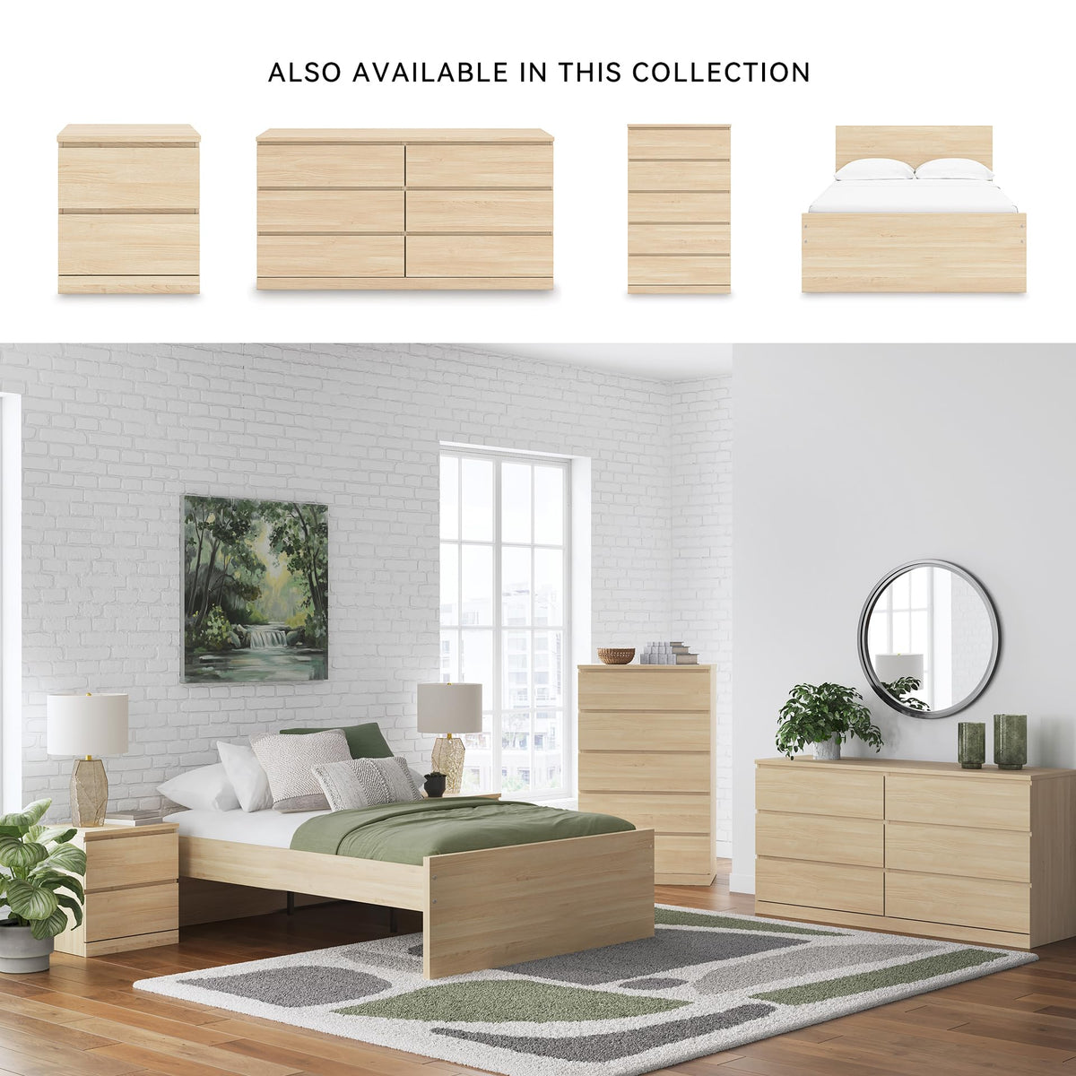 Signature Design by Ashley Onita Contemporary 5-Drawer Chest with Ash Finish, Light Brown