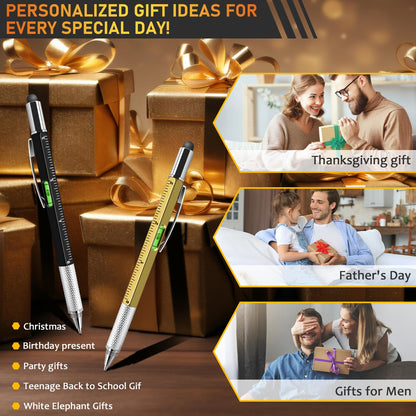 NICEMOVIC Fathers Day Dad Bulk Gifts for Men Multitool Tool Pen Gift 36 Pcs 6-in-1 Party Favor Father's Christmas White Elephant Gifts for Adults Level Gauge Ballpoint Pen Stylus Pen Screwdriver
