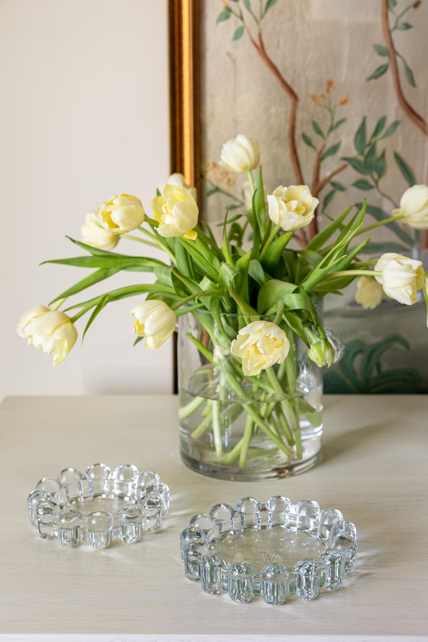 Alice Lane Original Bubble Candle Dish Large – Chic Clear Glass Candle Dish for Home Decor – Decorative Modern Candle Holder for Small Candles & Diffusers