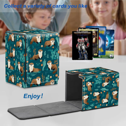 CAPAUNVDA Card Deck Box for MTG Commander Trading Cards with Magnetic Closure,Premium Card Storage Box Case Cover for MTG TCG CCG Magic Cards,Otter Animal Pattern