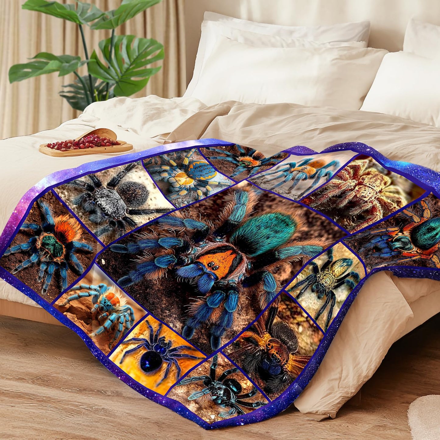 Spider Blanket Spider Decor Cozy Animal Throw Super Soft Plush Flannel Fleece Blanket Gift for Kids Adults Men Women Ultra Warm & Lightweight Flannel, 60"X50"