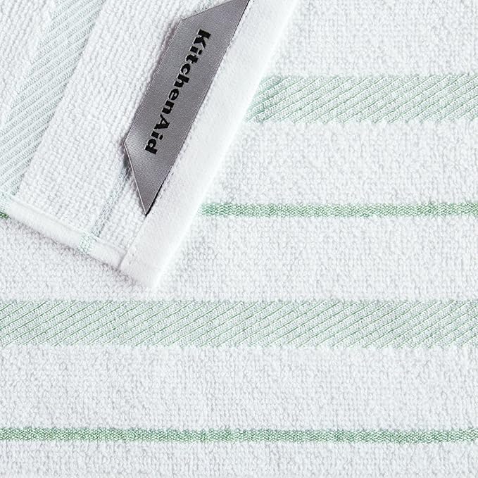 KitchenAid Albany Dishcloth 8 Pack Set, Pistachio/White