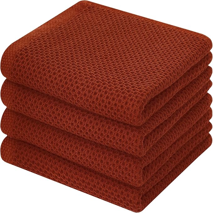 Kitinjoy 100% Cotton Waffle Weave Kitchen Hand Towels