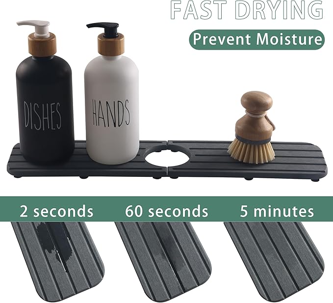 17inch x 4inch Kitchen Sink Faucet Mat, Water Absorbing Stone Faucet Splash