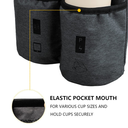 riemot Luggage Travel Cup Tablet Holder - Hold Books Passports Tickets Water Bottles - Fits Roll on Suitcase Handles - Gifts for Flight Attendants Travelers Accessories Grey