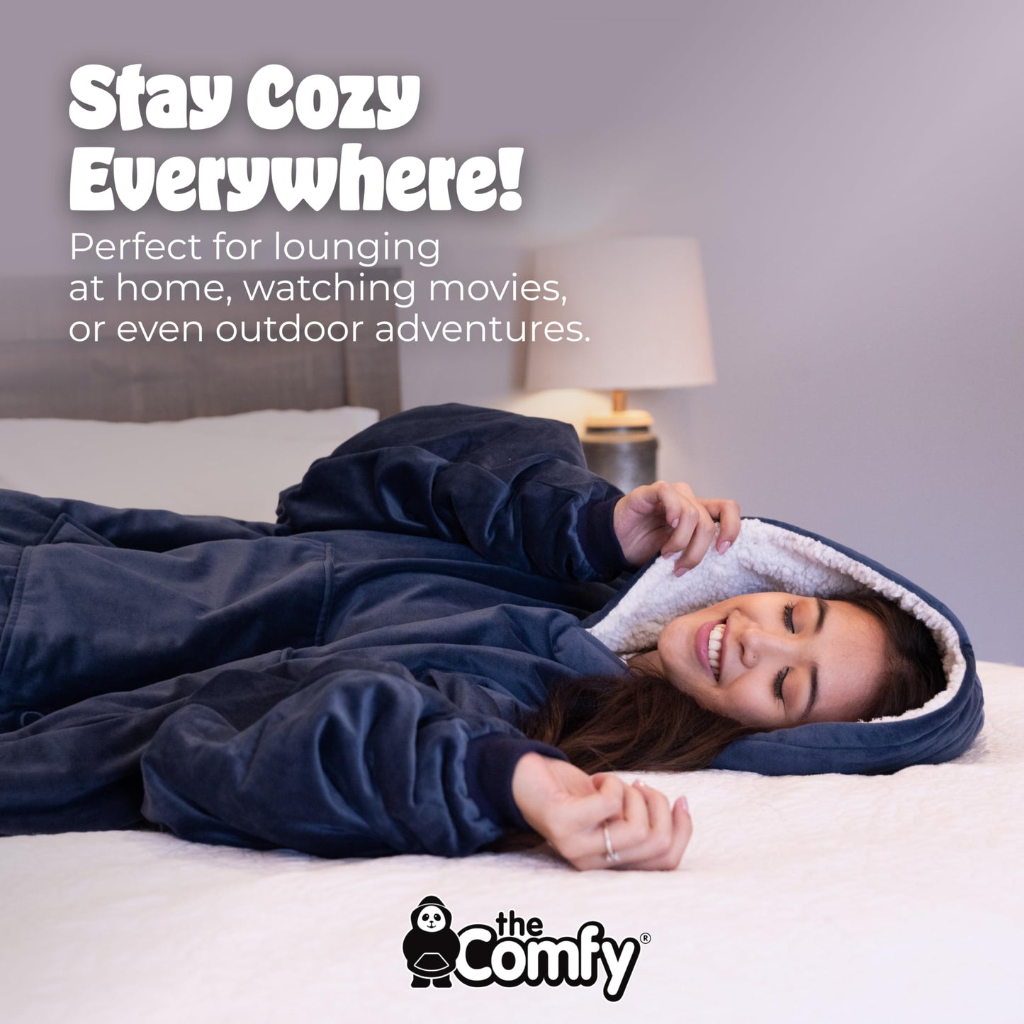 THE COMFY Original | Sherpa Lined Microfiber Fleece Wearable Blanket, Oversized Design with Hood and Pocket, From Shark Tank, for Women & Men, Warm and Cozy Gifts