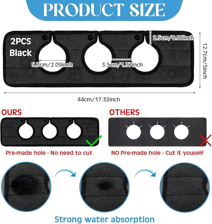 2 Pcs Faucet Mat for Kitchen Sink Splash Guard for Kitchen Sink Faucet Dish