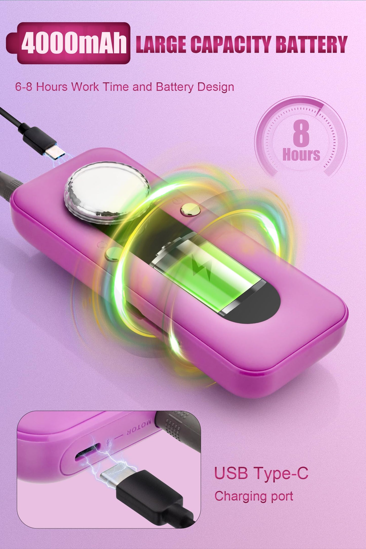Electric Nail Drill Professional, 45000RPM Cordless Electric Nail File for Acrylic Gel Nails, Professional Nail Drill Manicure Pedicure Polishing Shape Tools for Home Salon