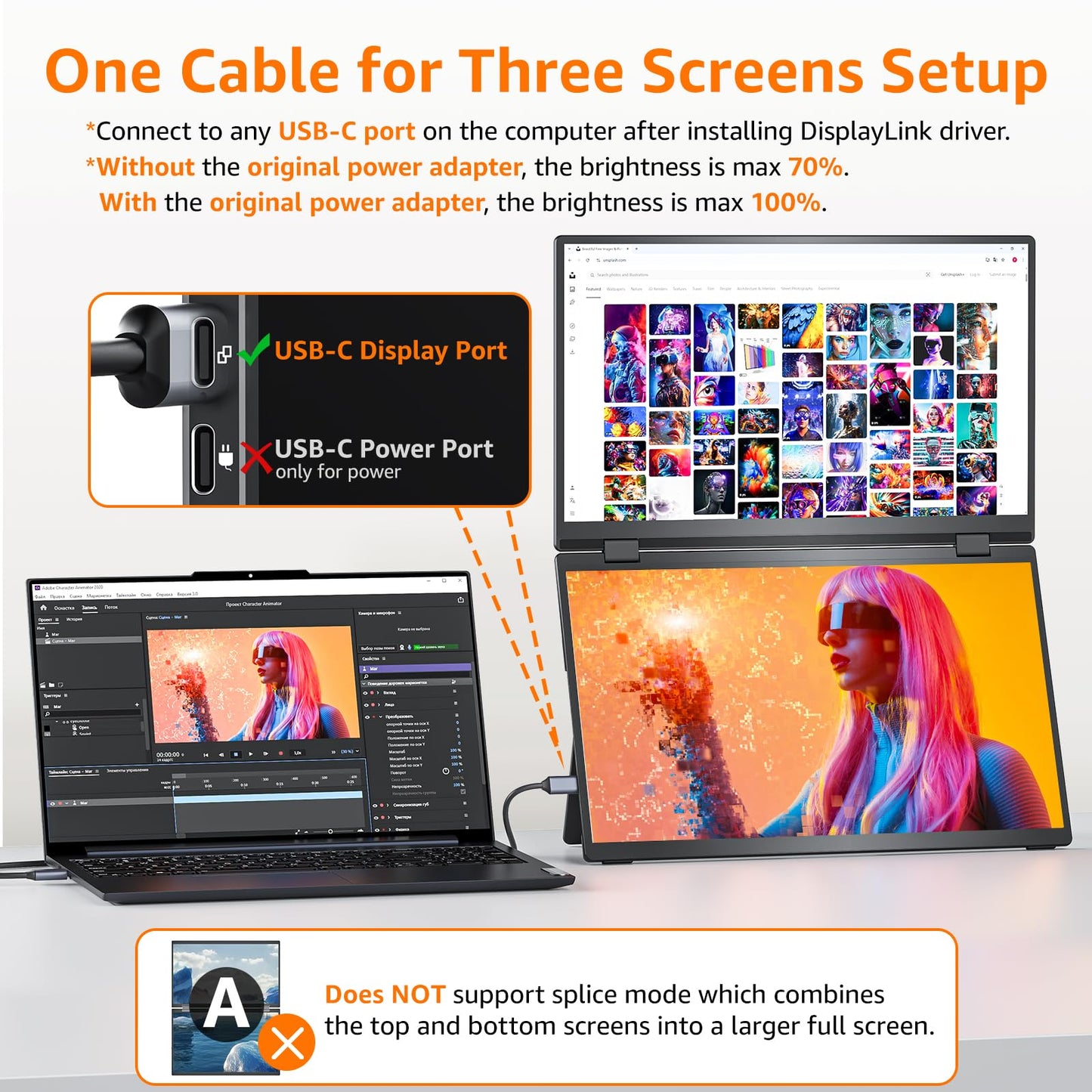 Portable Monitor 15.6" FHD 85% sRGB 60Hz IPS HDR HDMI USB-C Travel Monitor for Laptop MacBook PC Surface PS5 Xbox, External Display with Cover & Speakers, VESA Compatible