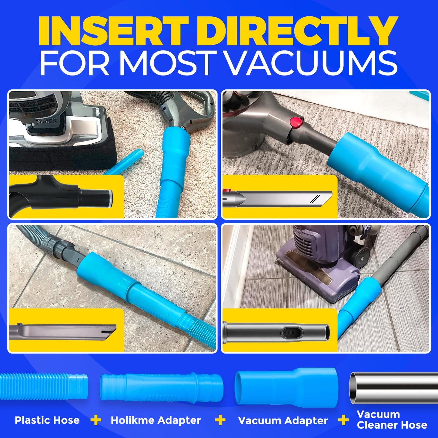 Holikme Dryer Vent Cleaner Kit Dryer Lint Vacuum Attachment Brush, Lint Remover, Dryer Vent Vacuum Hose Replacement Parts, Blue