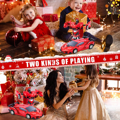 Thedttoy Transforming Toys Remote Control Transform Car 2 in 1 Remote Control Cars for Kids Boys Ages 4-11 Deformation Robot RC Car for Kids Boys Girls (Red)