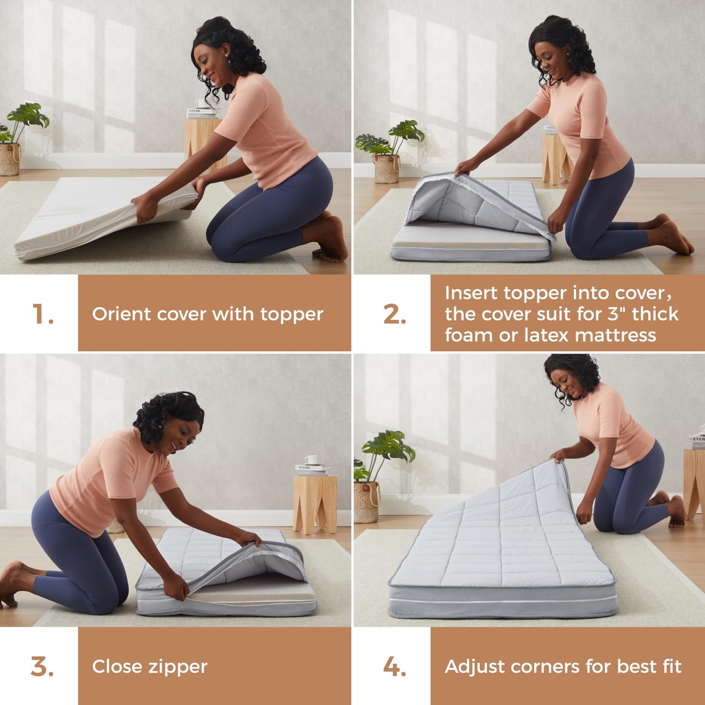 Jamdok 3Inch Narrow Twin Mattress Topper Cover(Only Cover),Cot Mattress Protector Bedding,Foam and Latex Mattress Cover with Zipper,Pillow Top and Bottom(75 x 30”) Gray