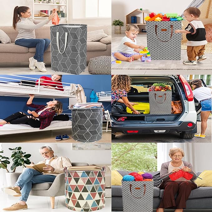 Waterproof Laundry Hamper Collapsible Laundry Basket Leather Handle Laundry Bag