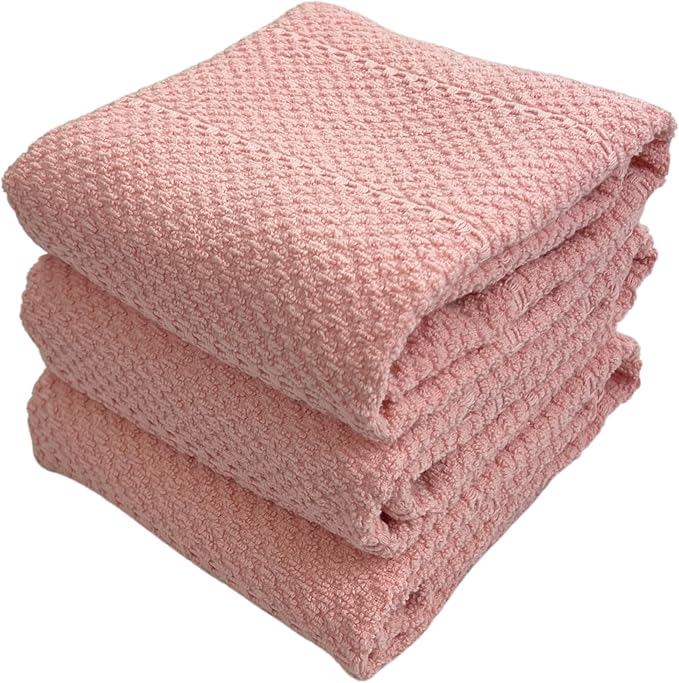 Serafina Home Light Pink Kitchen Hand Dish Towels: Oversized 28" x 18"