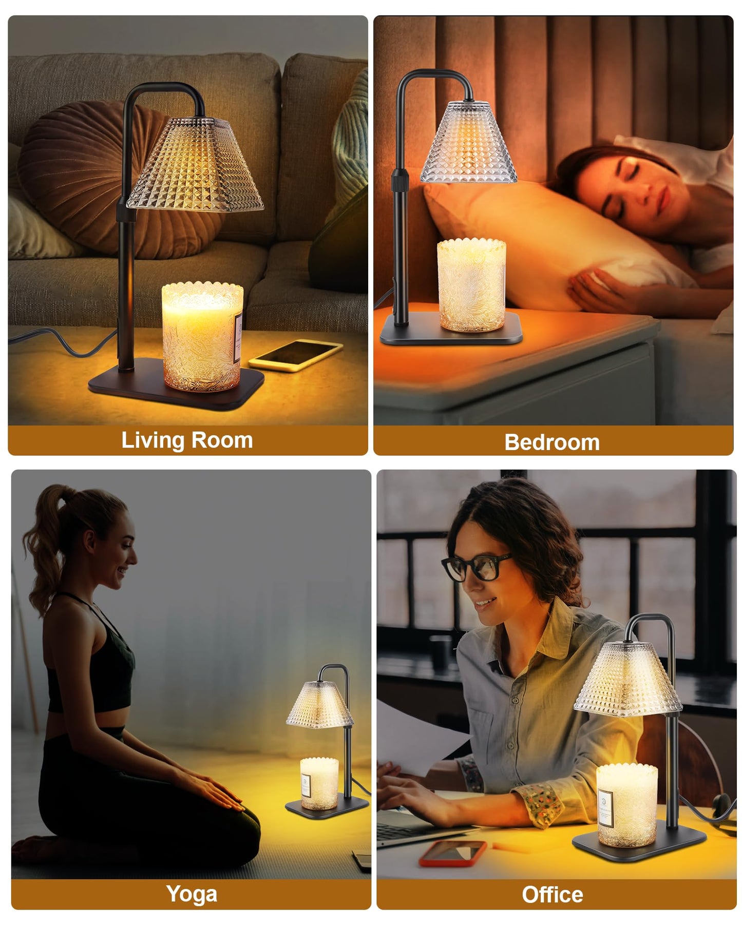 Candle Warmer Lamp with Timer Dimmer - Birthday Gifts for Women Mom House Warming Gift New Home Room Decor, Adjustable Height Wax Melt Warmer Lamp for Scented Jar Candles with 2 Bulbs (Gold)
