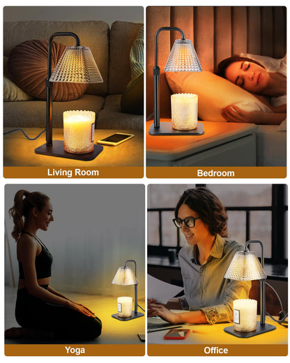 Candle Warmer Lamp with Timer Dimmer - Birthday Gifts for Women Mom House Warming Gift New Home Room Decor, Adjustable Height Wax Melt Warmer Lamp for Scented Jar Candles with 2 Bulbs (Gold)