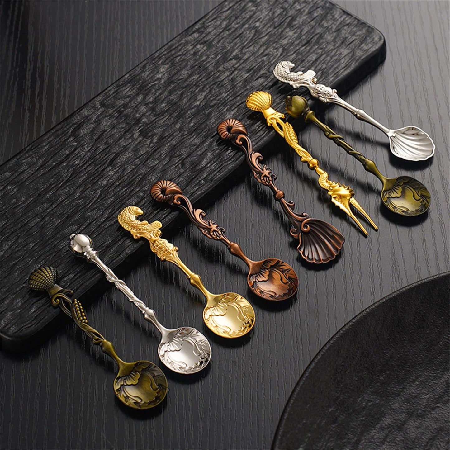 Elegant Demitasse Scoops for Seasoning Coffee Dessert Drink Mixing Metal Zincs Alloy Dessert Spoon Kitchen Gadget Salt Spoon